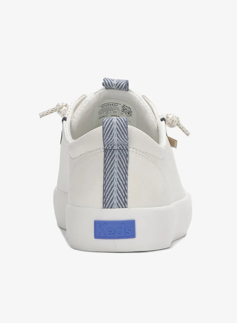 Keds Keds Women's Kickback Slip On Leather Nautical Casual Sneaker White